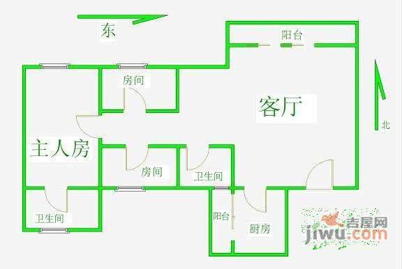 祈乐苑3室2厅2卫122㎡户型图