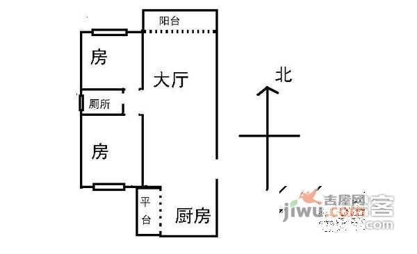 祈乐苑2室2厅1卫86㎡户型图