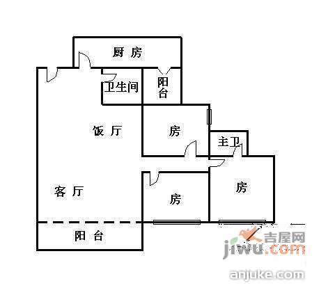 祈乐苑3室1厅1卫户型图