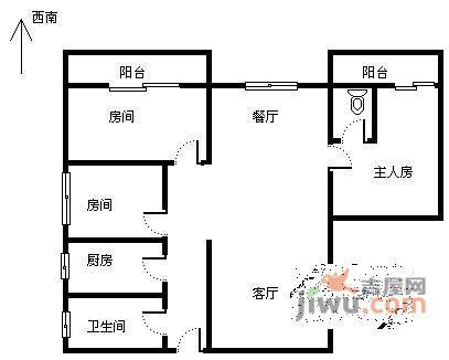 祈乐苑3室2厅2卫122㎡户型图