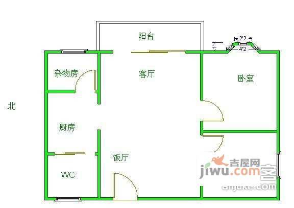 英豪花园2室1厅1卫73㎡户型图