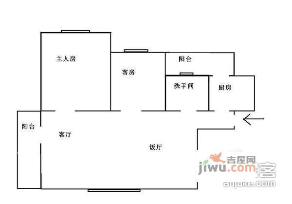 英豪花园2室1厅1卫73㎡户型图