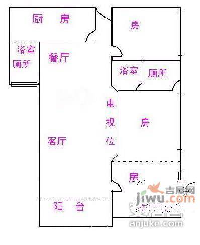 英豪花园3室2厅1卫110㎡户型图