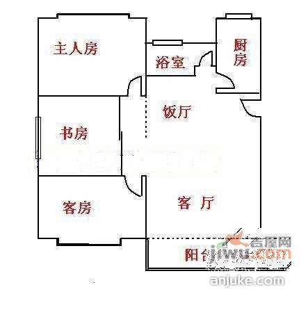 英豪花园3室2厅1卫110㎡户型图