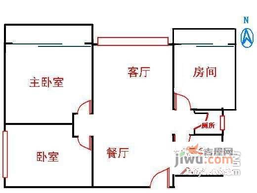 英豪花园3室2厅1卫110㎡户型图