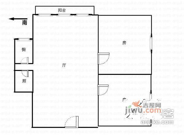 英豪花园2室1厅1卫73㎡户型图