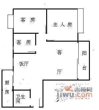 隆基怡苑3室2厅1卫95㎡户型图