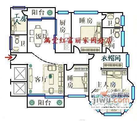 星河湾三期3室2厅2卫152㎡户型图