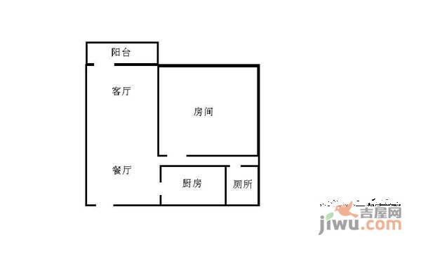 广信春兰花园1室1厅1卫57㎡户型图