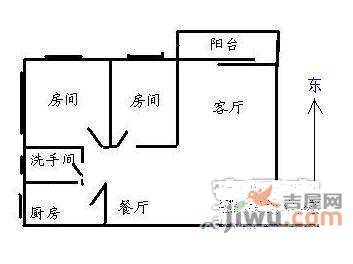 龙口花苑2室2厅1卫89㎡户型图