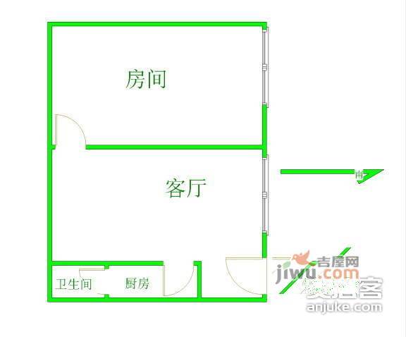 龙口花苑1室1厅1卫25㎡户型图