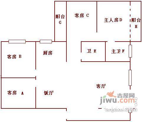 龙口花苑4室2厅2卫164㎡户型图