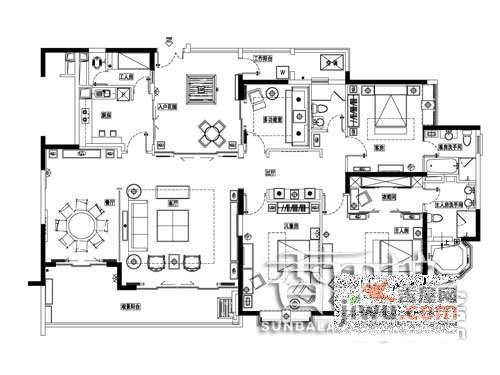 保利康桥4室2厅2卫258㎡户型图