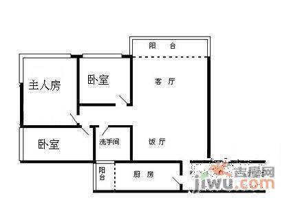 愉景南苑3室2厅1卫98㎡户型图