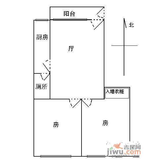 愉景南苑2室1厅1卫83㎡户型图