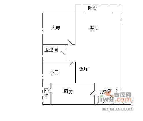 云景名都2室1厅1卫80㎡户型图