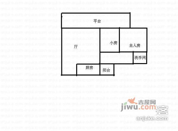 云景名都2室1厅1卫80㎡户型图