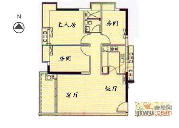 云景名都3室2厅1卫96㎡户型图