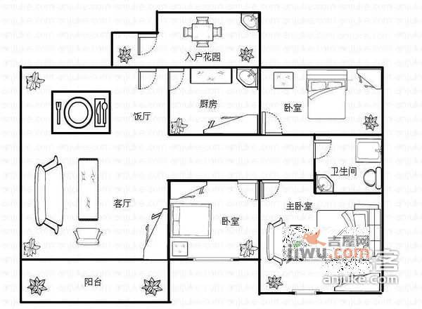 碧桂园凤凰城凤妍苑3室2厅2卫98㎡户型图