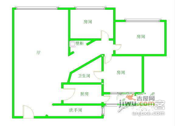 协和新世界2室1厅1卫96㎡户型图