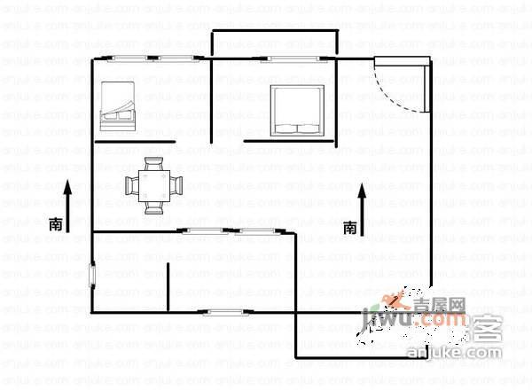 商业大道小区2室2厅1卫78㎡户型图