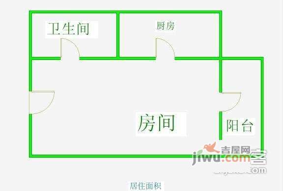 富力千禧花园1室1厅1卫29㎡户型图