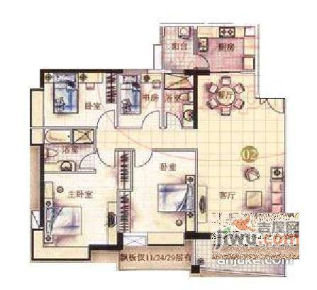 富力千禧花园4室2厅2卫148㎡户型图