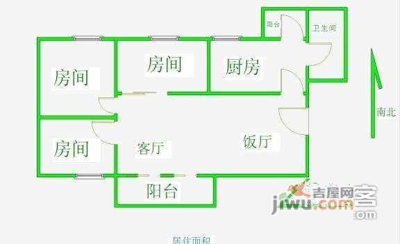 富力千禧花园3室1厅1卫户型图