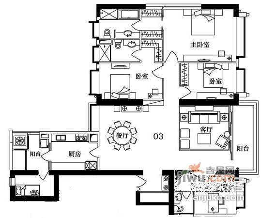 方圆月岛4室2厅3卫265㎡户型图