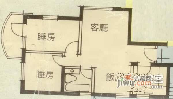 珠江花园2室1厅1卫90㎡户型图