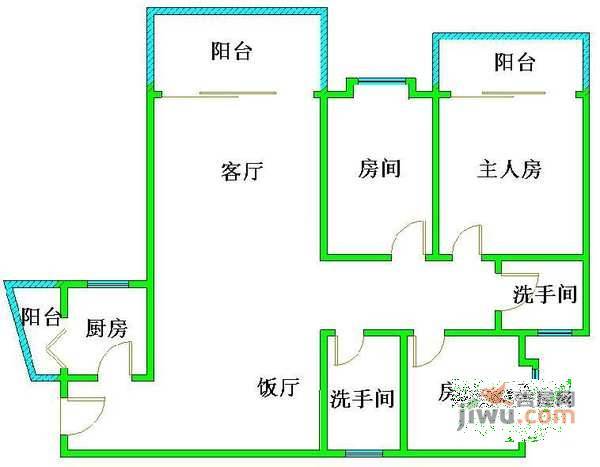 怡港花园3室2厅2卫130㎡户型图