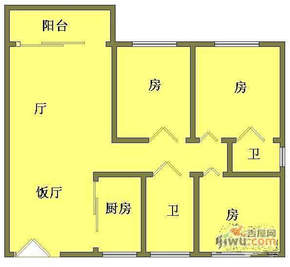 怡港花园3室2厅2卫130㎡户型图