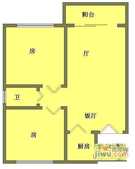 怡港花园2室2厅1卫86㎡户型图