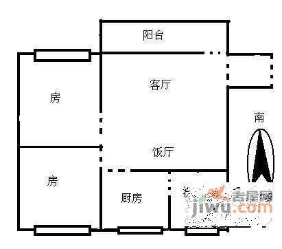 江湾花苑2室2厅1卫80㎡户型图