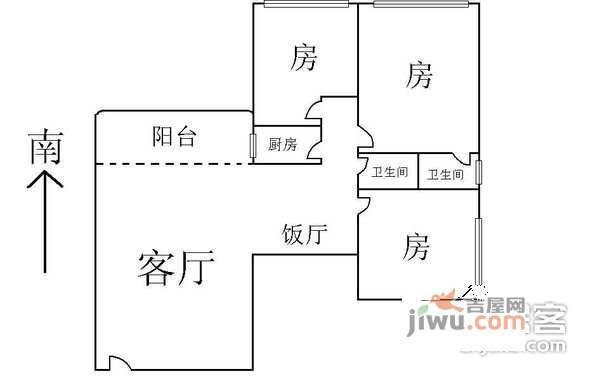 天鹅花苑3室2厅2卫115㎡户型图