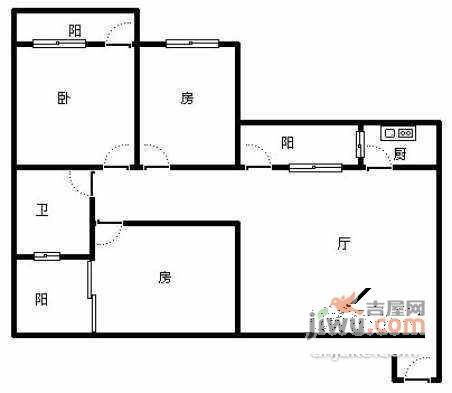 天鹅花苑3室2厅1卫98㎡户型图