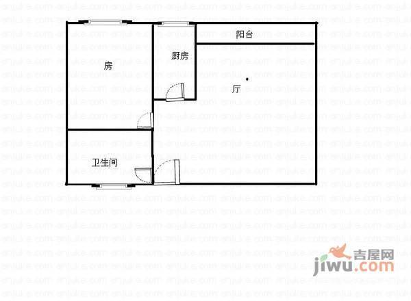 天鹅花苑1室1厅1卫45㎡户型图