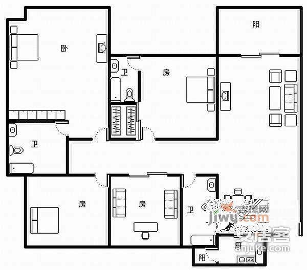 华南碧桂园翠山蓝天3室2厅3卫172㎡户型图