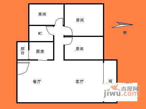 时代花生3室1厅1卫100㎡户型图