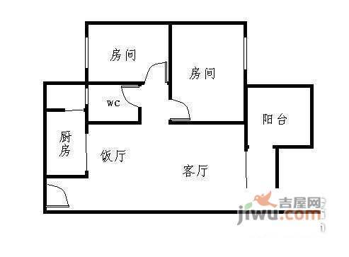 时代花生2室2厅1卫64㎡户型图