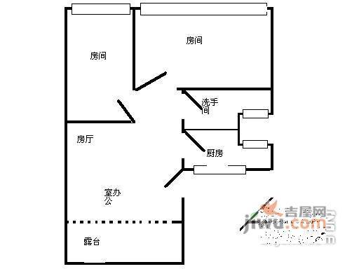 祈福新邨D区2室2厅1卫66㎡户型图