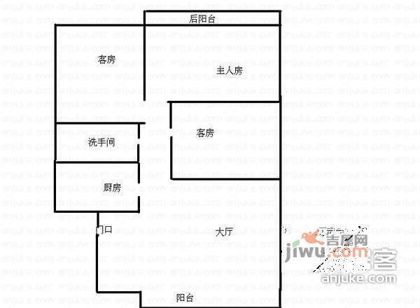 祈福新邨D区3室2厅1卫91㎡户型图