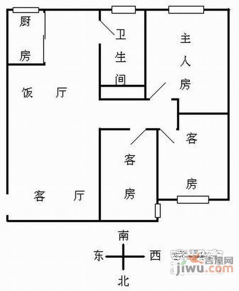 侨源山庄3室2厅1卫113㎡户型图