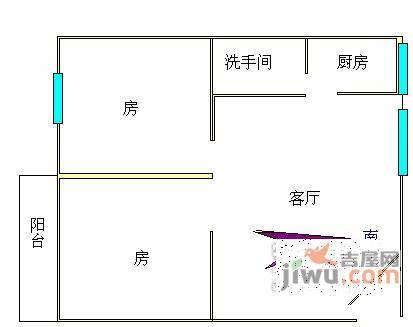 侨源山庄2室2厅1卫85㎡户型图