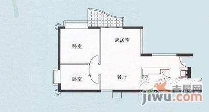 跑马地花园三期2室2厅1卫77㎡户型图