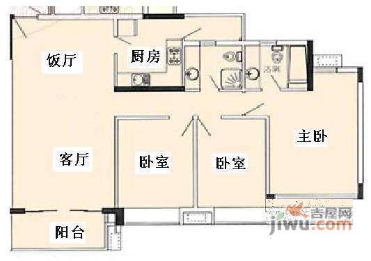 中海康城花园3室2厅2卫127㎡户型图