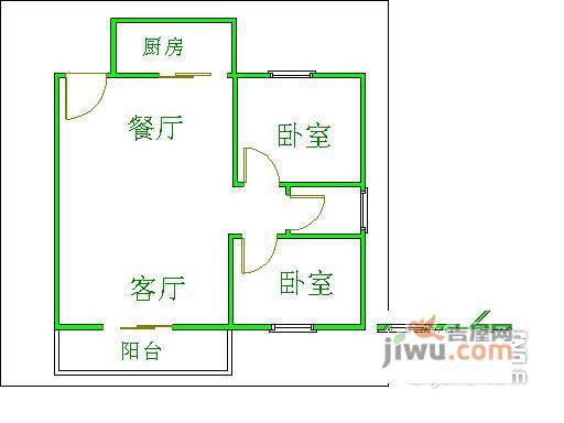 中海康城花园2室2厅1卫88㎡户型图