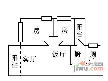 富基广场2室2厅1卫86㎡户型图