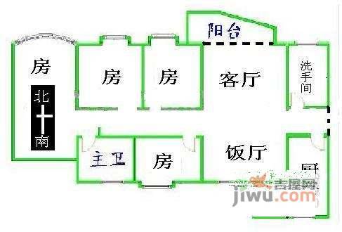 富基广场3室2厅1卫113㎡户型图