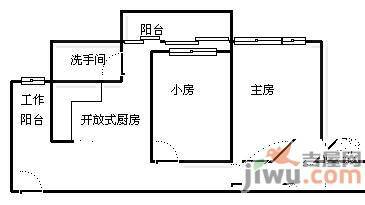 富基广场2室1厅1卫84㎡户型图